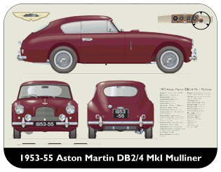 Aston Martin DB2/4 MkI Mulliner 1953-55 Place Mat, Medium
